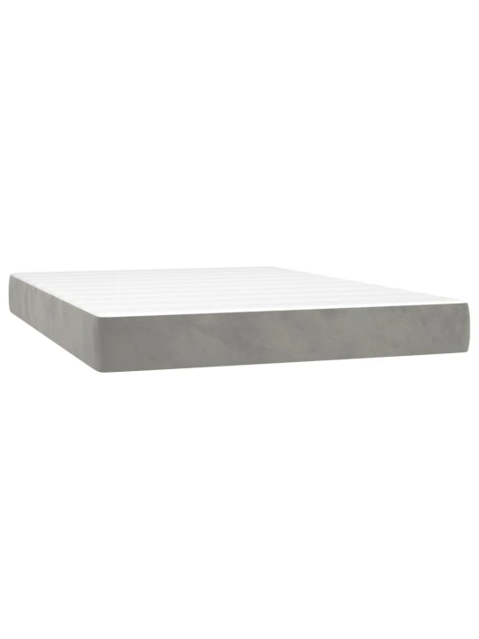 Box spring postel s matrací a LED světle šedá 140x190 cm samet