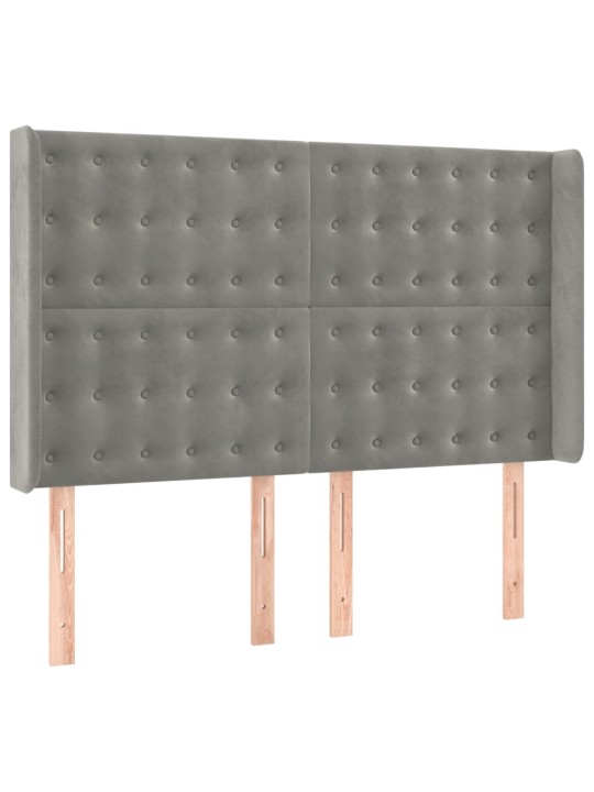 Box spring postel s matrací a LED světle šedá 140x190 cm samet