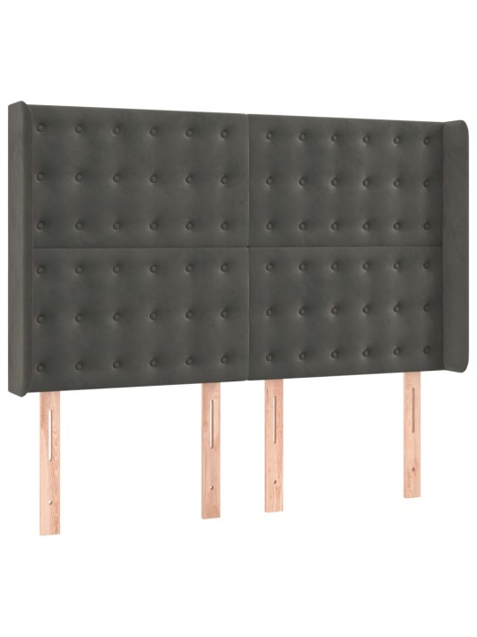 Box spring postel s matrací a LED tmavě šedá 140x190 cm samet