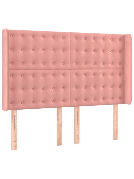 Box spring postel s matrací a led růžová 140x190 cm samet