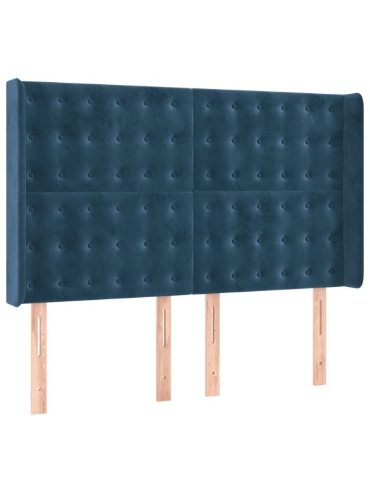 Box spring postel s matrací a led tmavě modrá 140x200 cm samet