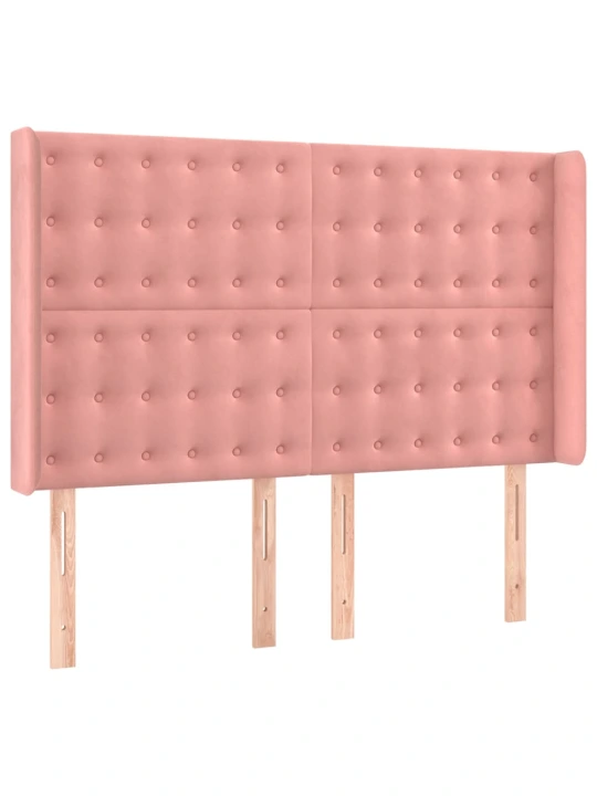 Box spring postel s matrací a led růžová 140x200 cm samet