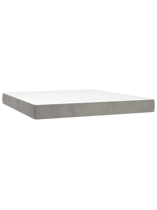 Box spring postel s matrací a led světle šedá 160x200 cm samet
