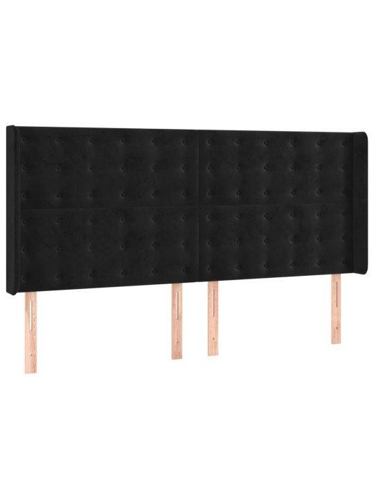 Box spring postel s matrací a led černá 160x200 cm samet