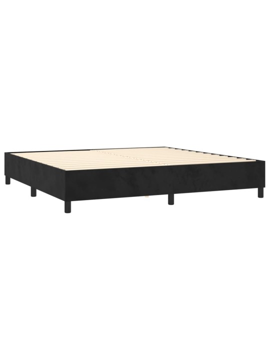 Box spring postel s matrací a LED černá 200x200 cm samet