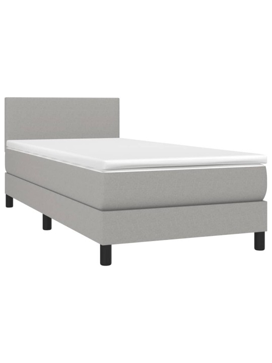 Box spring postel s matrací a LED světle šedá 80x200 cm textil