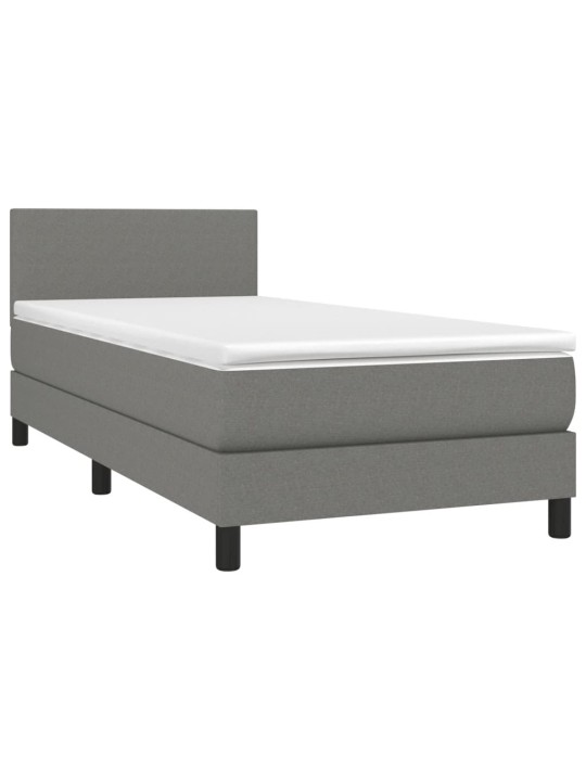 Box spring postel s matrací a LED tmavě šedá 90x200 cm textil