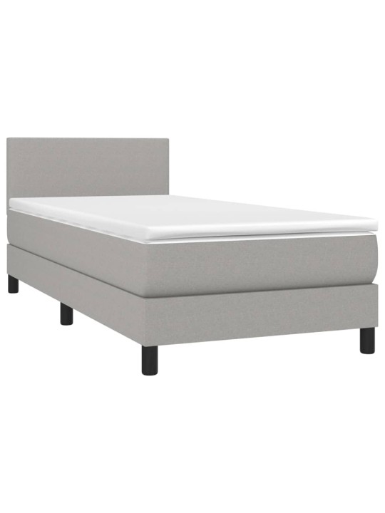 Box spring postel s matrací a LED světle šedá 100x200 cm textil