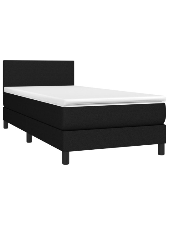 Box spring postel s matrací a LED černá 100x200 cm textil