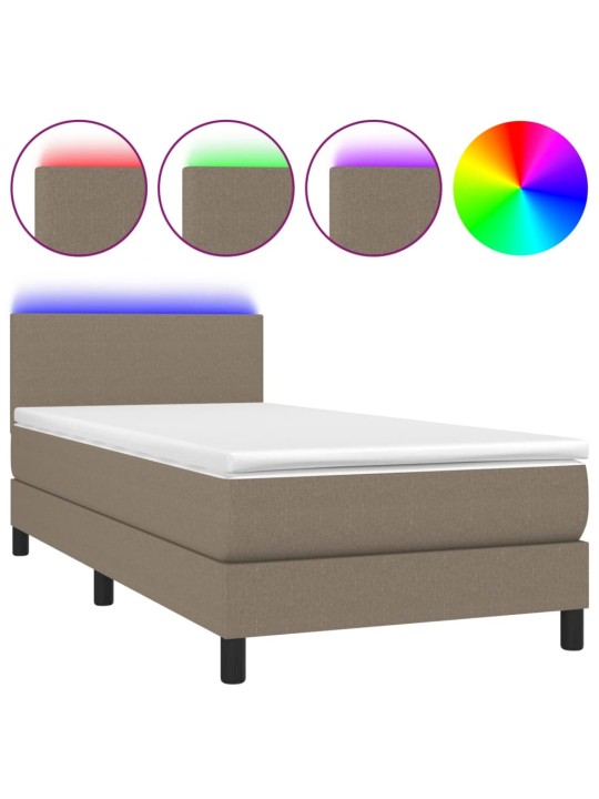 Box spring postel s matrací a LED taupe 100x200 cm textil