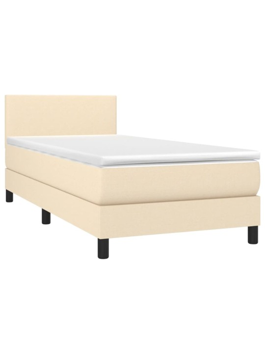 Box spring postel s matrací a LED krémová 100x200 cm textil