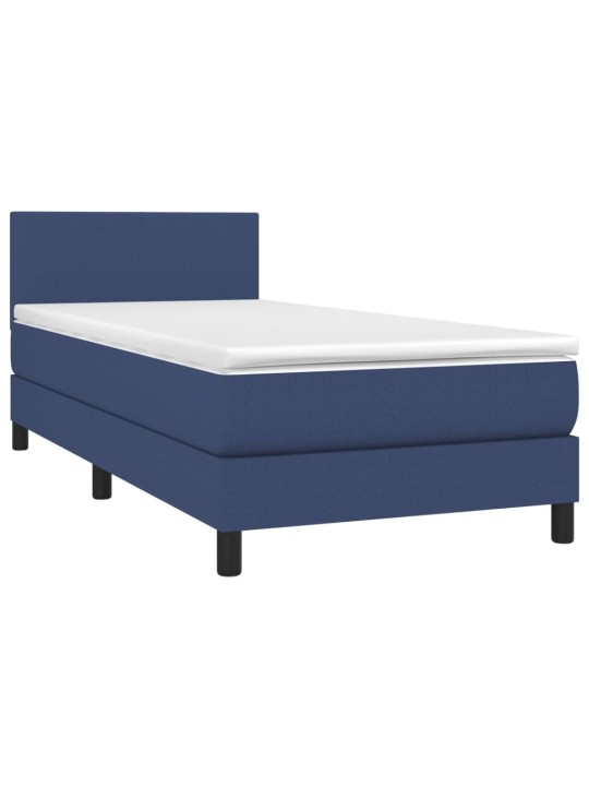Box spring postel s matrací a LED modrá 100x200 cm textil