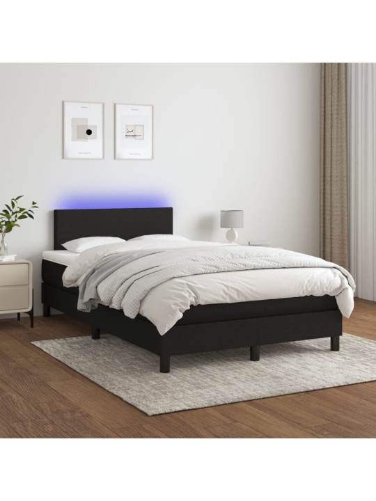 Box spring postel s matrací a LED černá 120 x 200 cm textil