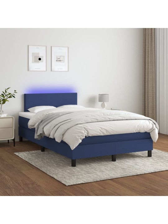 Box spring postel s matrací a LED modrá 120 x 200 cm textil