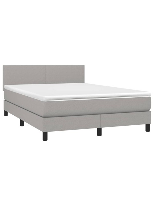 Box spring postel s matrací a LED světle šedá 140x190 cm textil