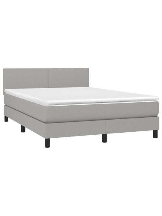 Box spring postel s matrací a LED světle šedá 140x200 cm textil