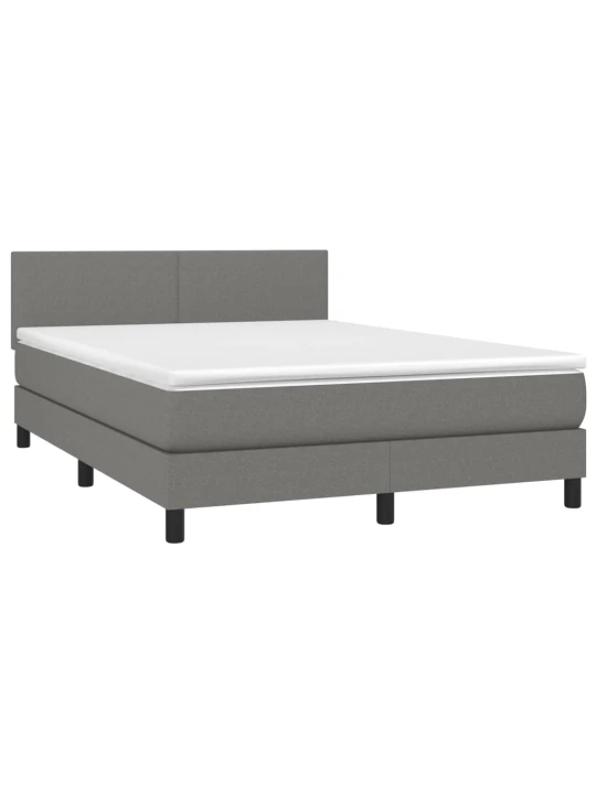 Box spring postel s matrací a LED tmavě šedá 140x200 cm textil