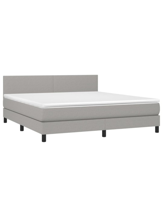 Box spring postel s matrací a LED světle šedá 160x200 cm textil