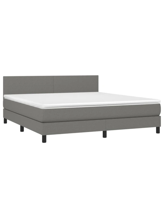 Box spring postel s matrací a LED tmavě šedá 160x200 cm textil
