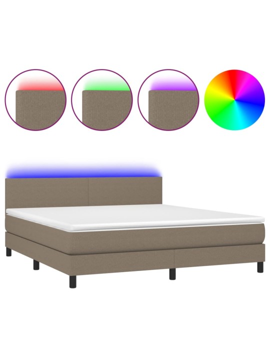 Box spring postel s matrací a LED taupe 160x200 cm textil