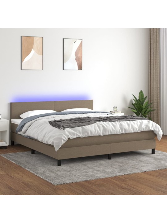Box spring postel s matrací a LED taupe 160x200 cm textil