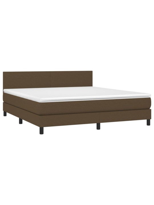 Box spring postel s matrací a LED tmavě hnědá 180x200 cm textil