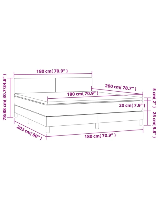 Box spring postel s matrací a LED taupe 180x200 cm textil