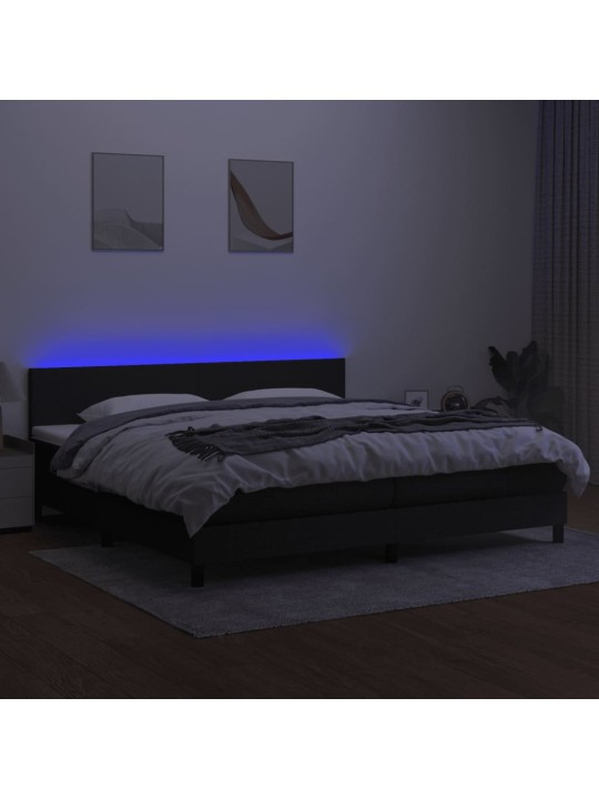 Box spring postel s matrací a LED černá 200x200 cm textil