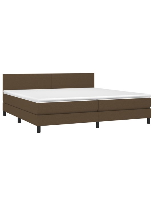 Box spring postel s matrací a LED tmavě hnědá 200x200 cm textil