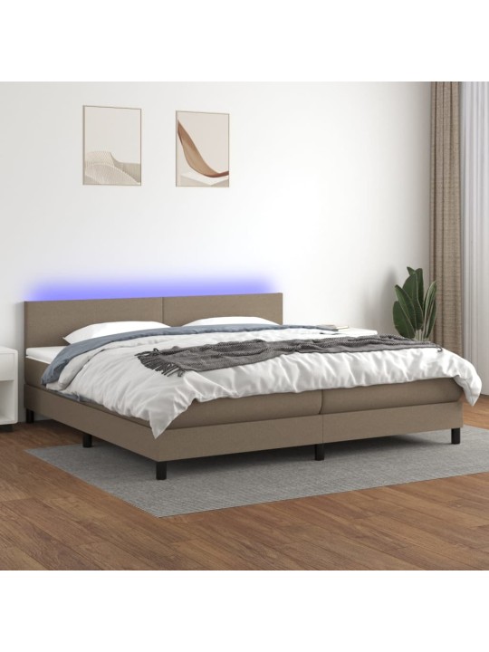 Box spring postel s matrací a LED taupe 200x200 cm textil