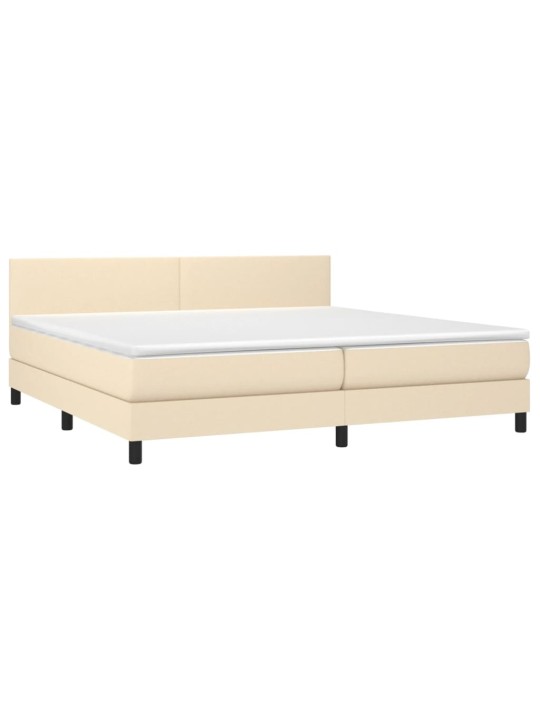 Box spring postel s matrací a LED krémová 200x200 cm textil