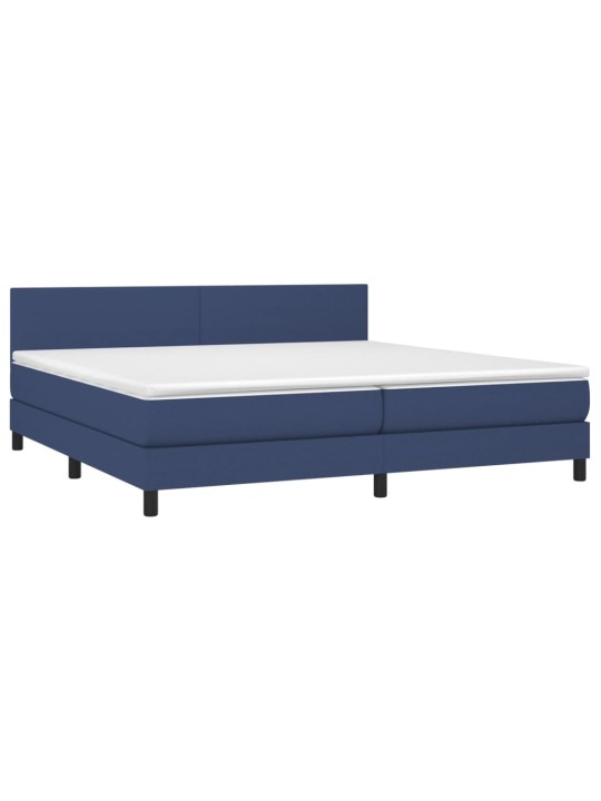 Box spring postel s matrací a LED modrá 200x200 cm textil