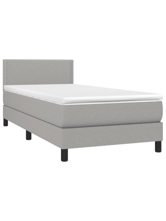 Box spring postel s matrací a LED světle šedá 90x190 cm textil