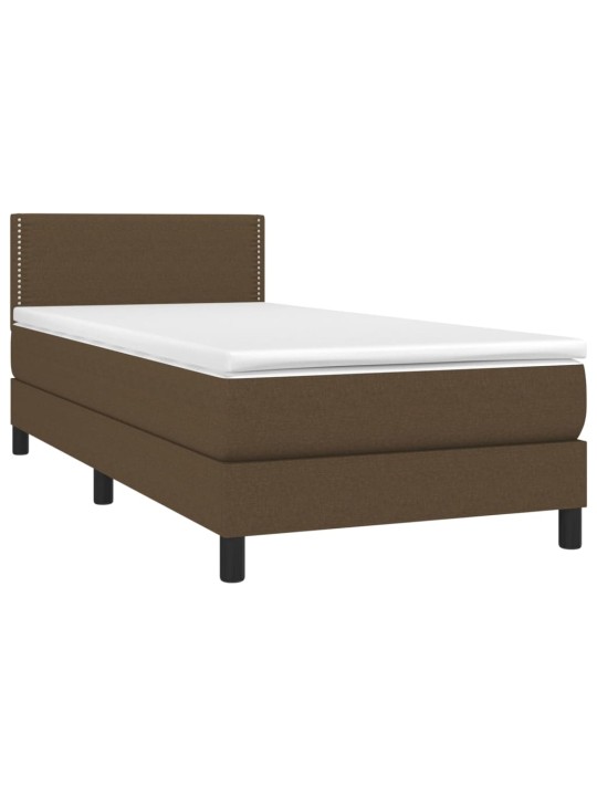 Box spring postel s matrací a LED tmavě hnědá 100x200 cm textil