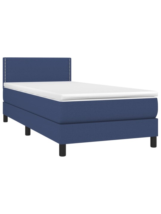 Box spring postel s matrací a LED modrá 100x200 cm textil