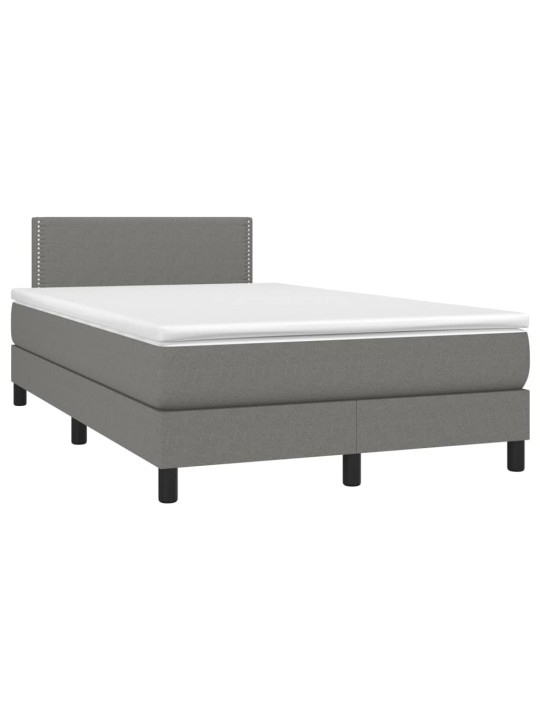 Box spring postel s matrací a LED tmavě šedá 120x200 cm textil