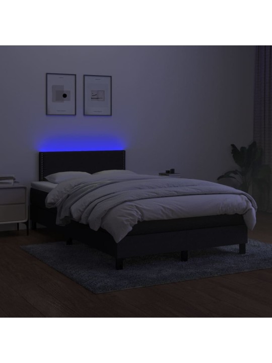 Box spring postel s matrací a LED černá 120 x 200 cm textil