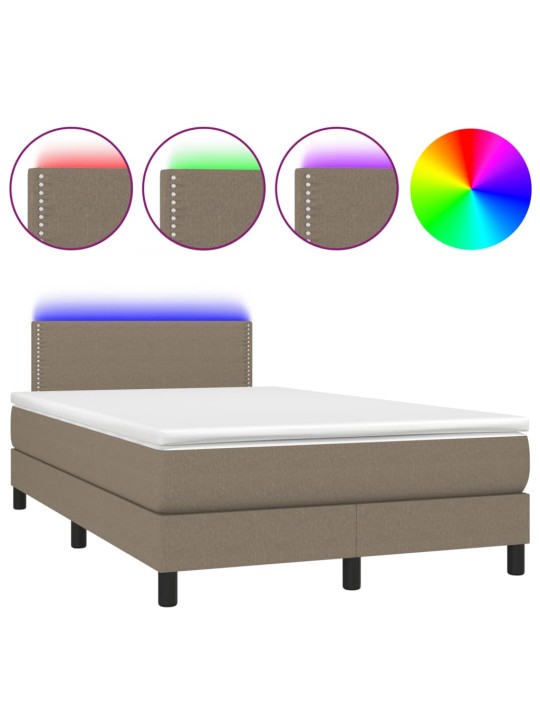 Box spring postel s matrací a LED taupe 120 x 200 cm textil