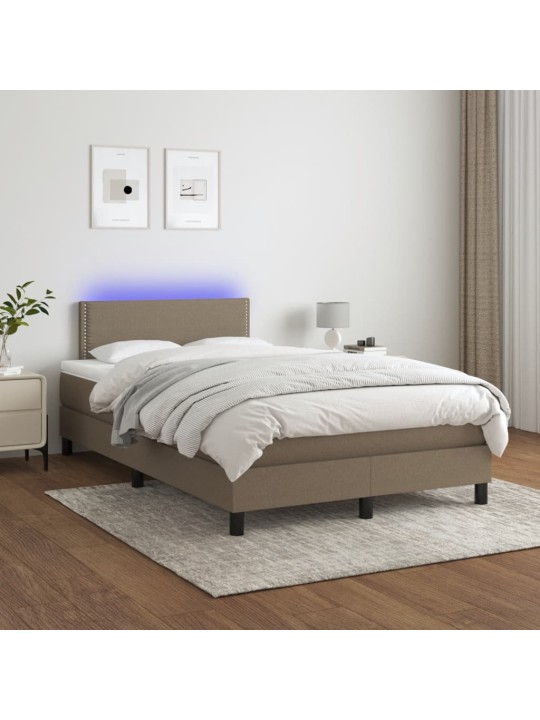 Box spring postel s matrací a LED taupe 120 x 200 cm textil