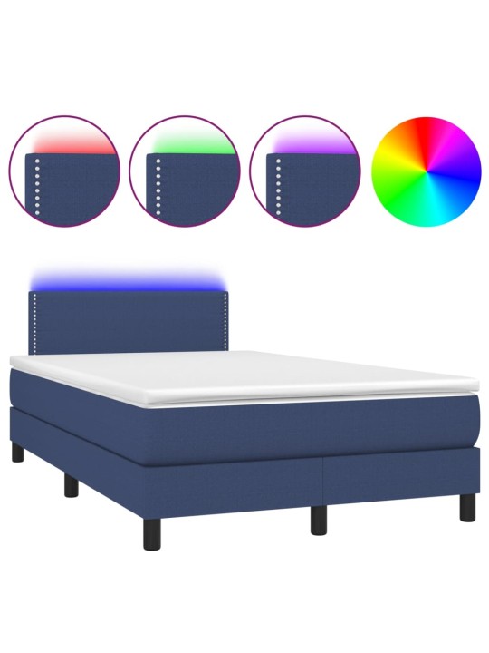 Box spring postel s matrací a LED modrá 120 x 200 cm textil