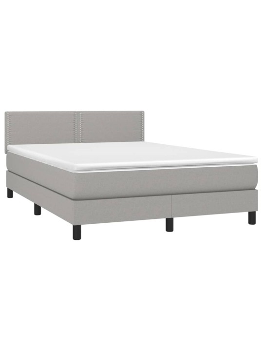 Box spring postel s matrací a LED světle šedá 140x190 cm textil