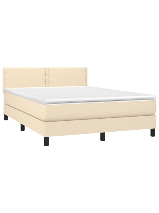 Box spring postel s matrací a LED krémová 140x190 cm textil