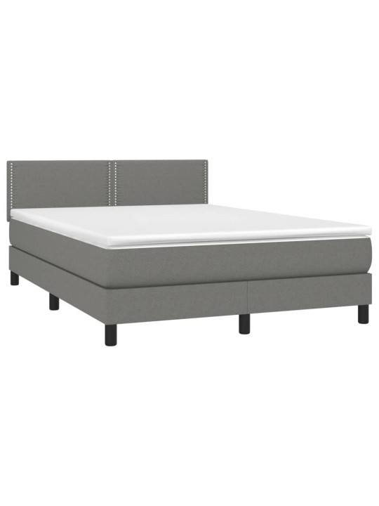Box spring postel s matrací a LED tmavě šedá 140x200 cm textil