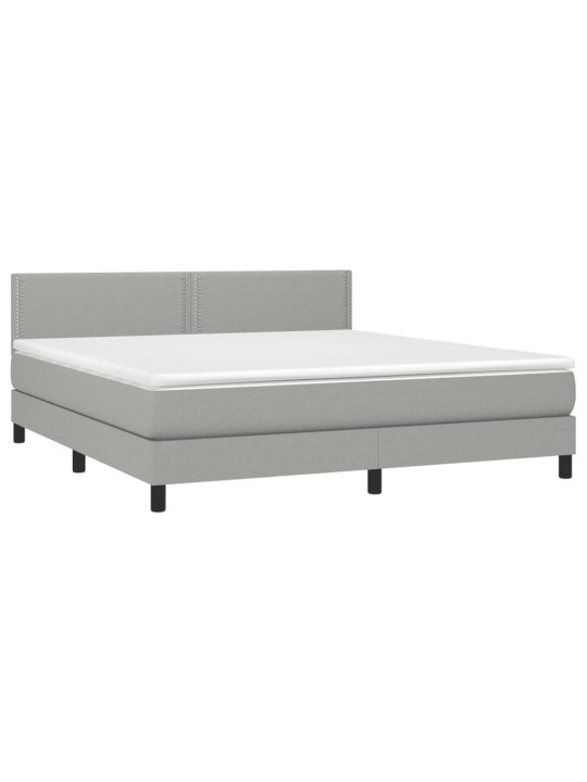 Box spring postel s matrací a LED světle šedá 160x200 cm textil
