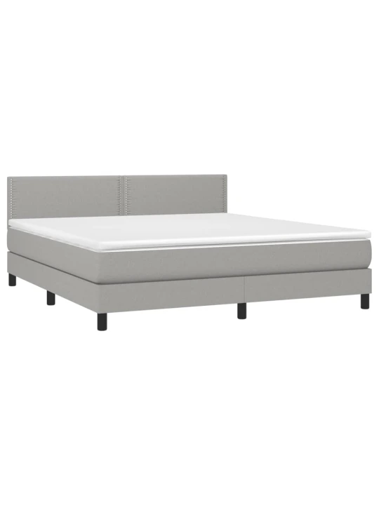 Box spring postel s matrací a LED světle šedá 160x200 cm textil