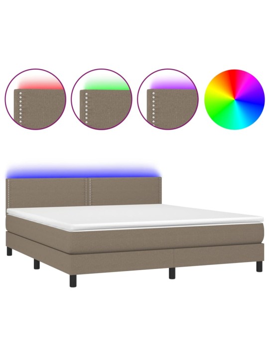 Box spring postel s matrací a LED taupe 160x200 cm textil