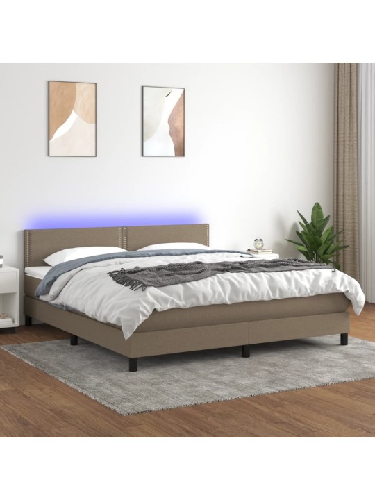 Box spring postel s matrací a LED taupe 160x200 cm textil