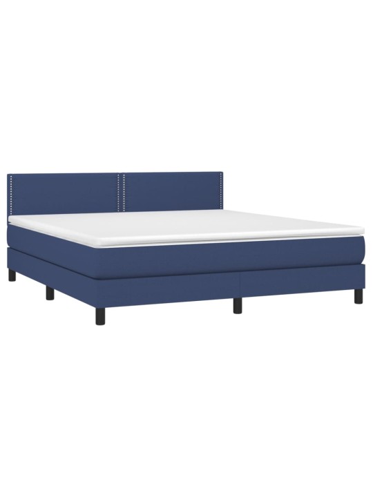 Box spring postel s matrací a LED modrá 160x200 cm textil