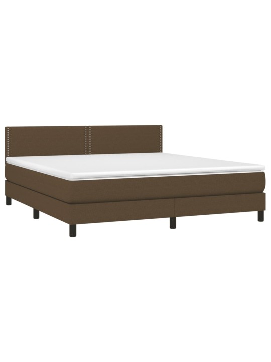 Box spring postel s matrací a LED tmavě hnědá 180x200 cm textil