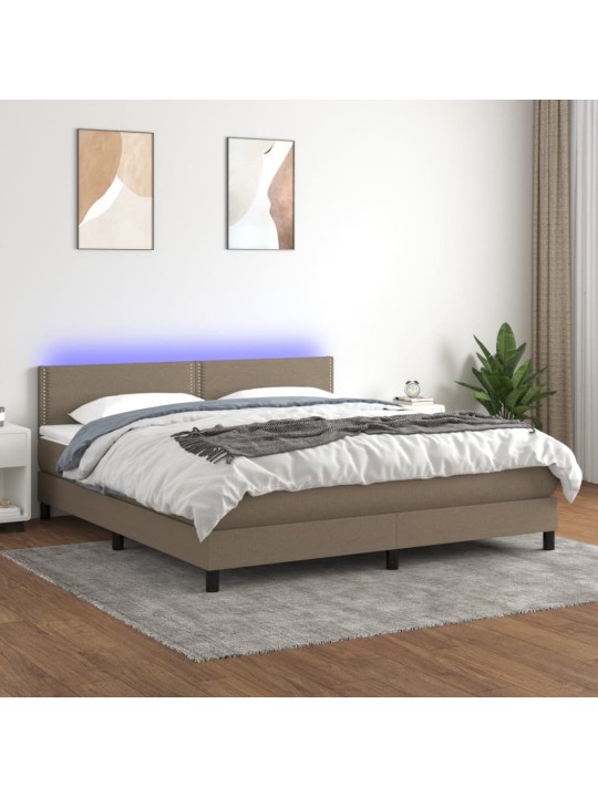 Box spring postel s matrací a LED taupe 180x200 cm textil